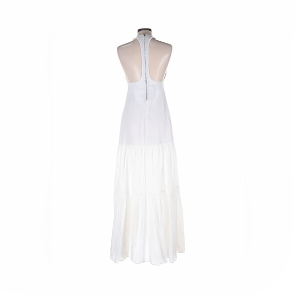L’AGENCE White Halter Maxi Dress Size 4 | Cupro Cotton Blend | Elegant Racerback - Picture 2 of 8